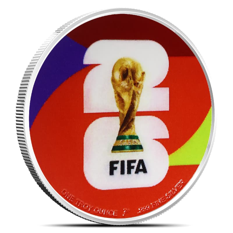 FIFA World Cup 2026 記念メダル 1 oz Colorized FIFA World Cup 2026 Domed Silver Round l JM Bullion™