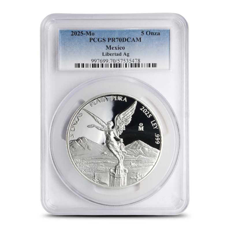 2025 5 oz Proof Mexican Silver Libertad Coin PCGS PR70 DCAM l JM
