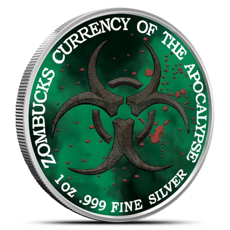 1 oz Colorized Zombucks World Necrowolf Silver Round (New) l JM