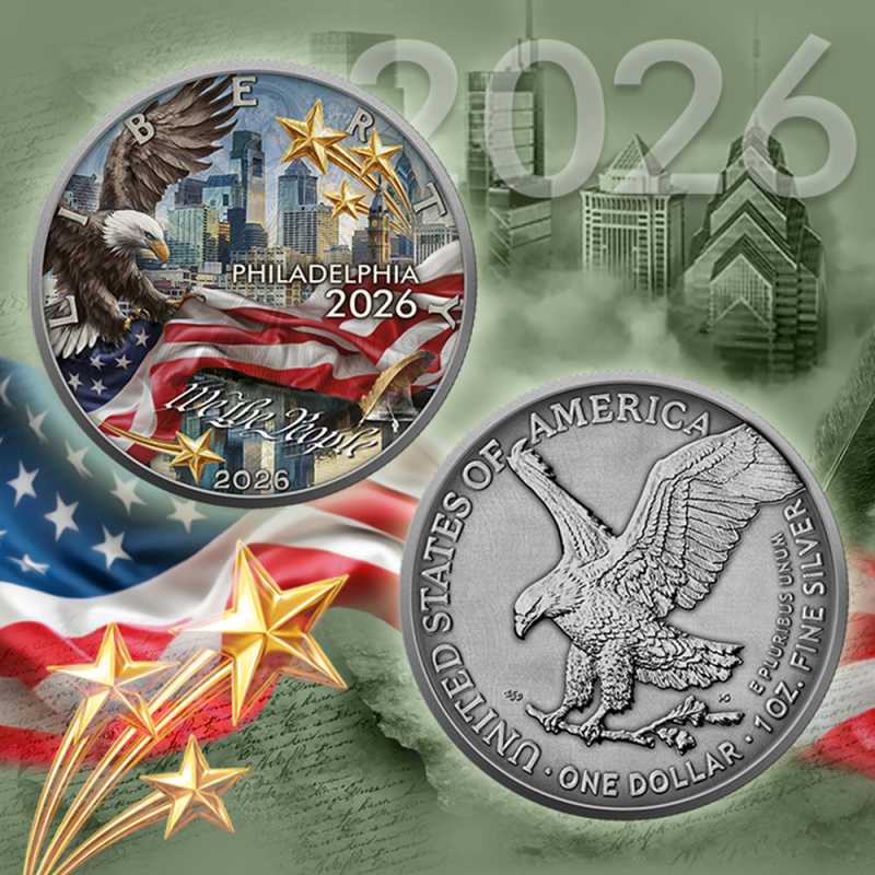 【手渡し限定】AMERICAN EAGLE18インチ 2026 1 oz Colorized American Independence Edition Silver Eagle
