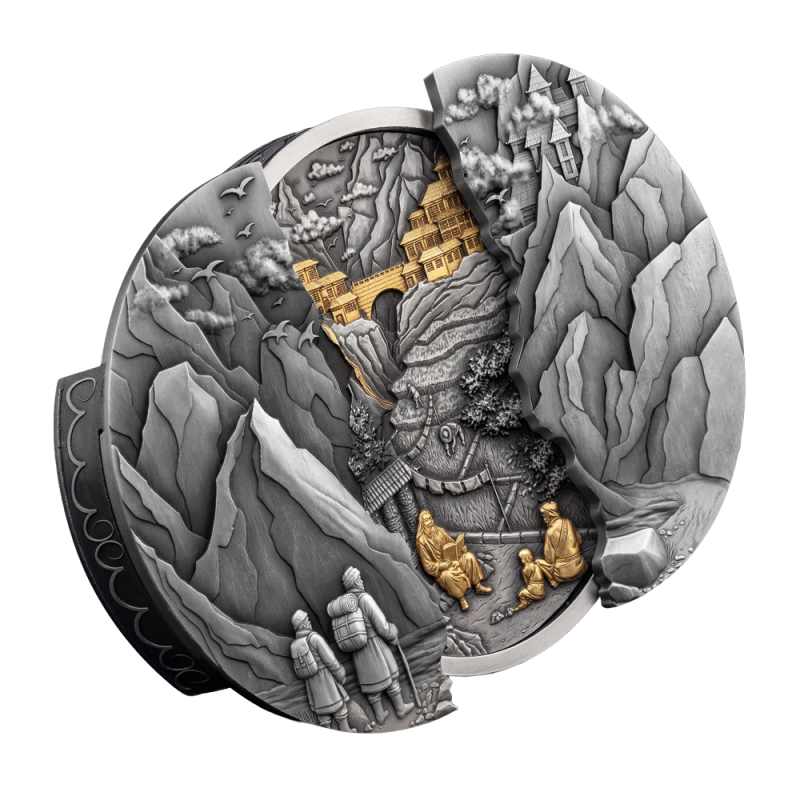 2026 5 oz Antique Samoa Silver Shangri-La Sliding Door Coin l JM