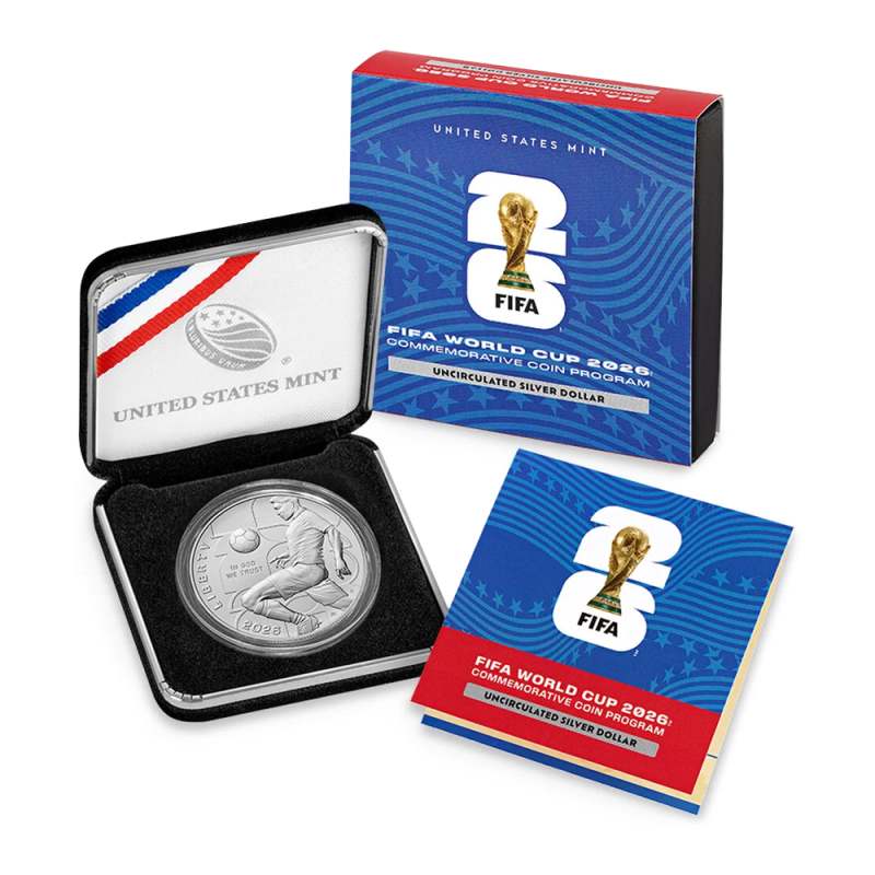 2026-P $1 Burnished American FIFA World Cup Silver Dollar (Box +