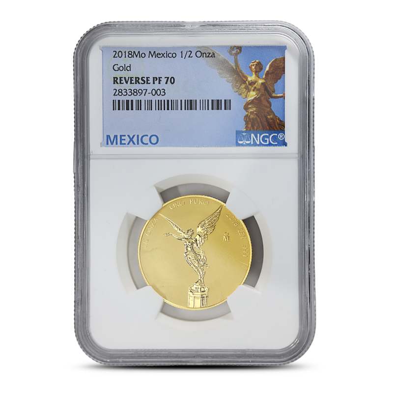 2018 1/2 oz Reverse Proof Mexican Gold Libertad Coin NGC PF70 l JM