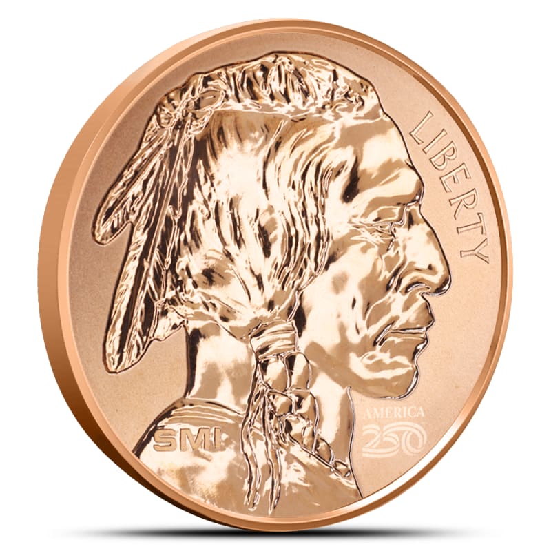 99.9%純銅 1ポンドバー USA製 1 oz Reverse Proof Sunshine Buffalo Copper Round America250 Privy