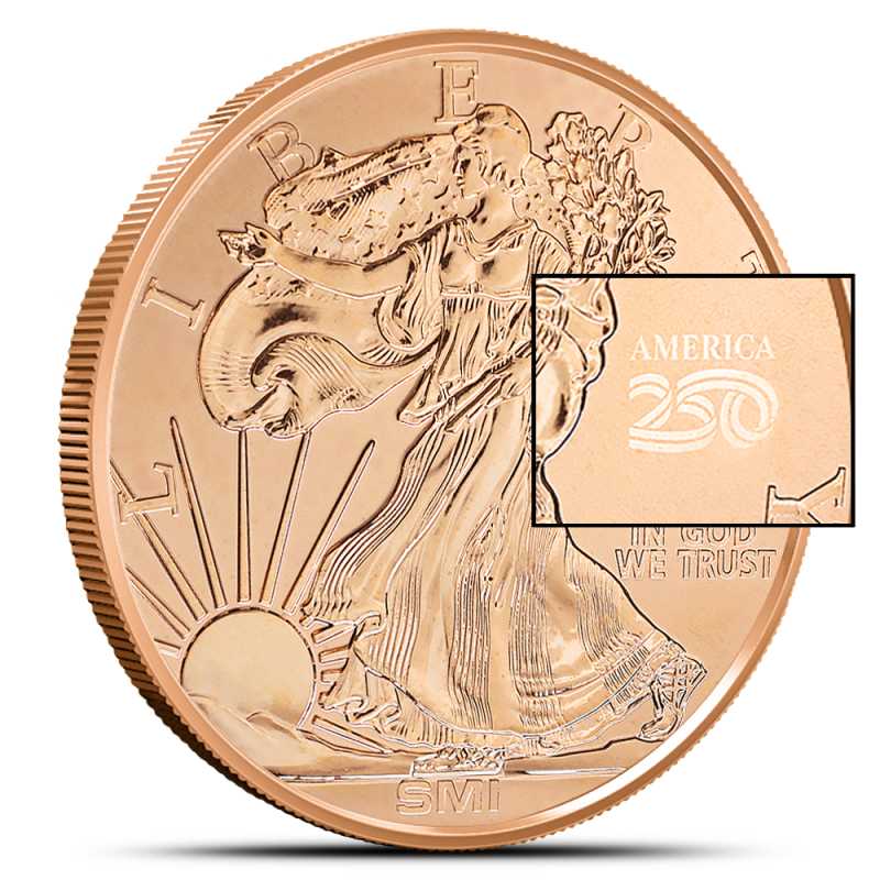 1 oz Reverse Proof Sunshine Walking Liberty Copper Round