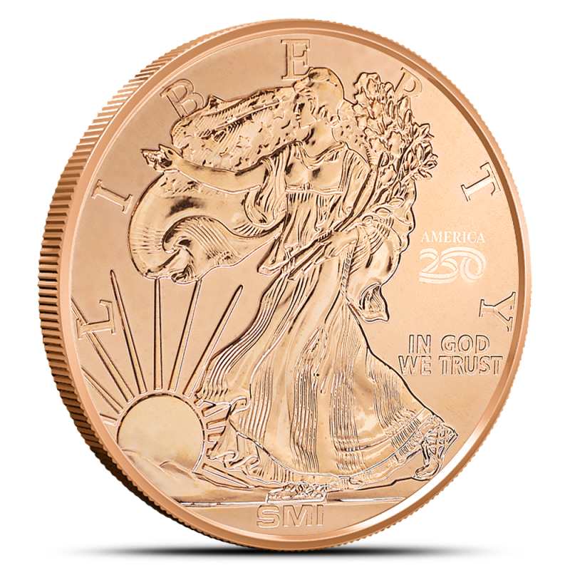 1 oz Reverse Proof Sunshine Walking Liberty Copper Round