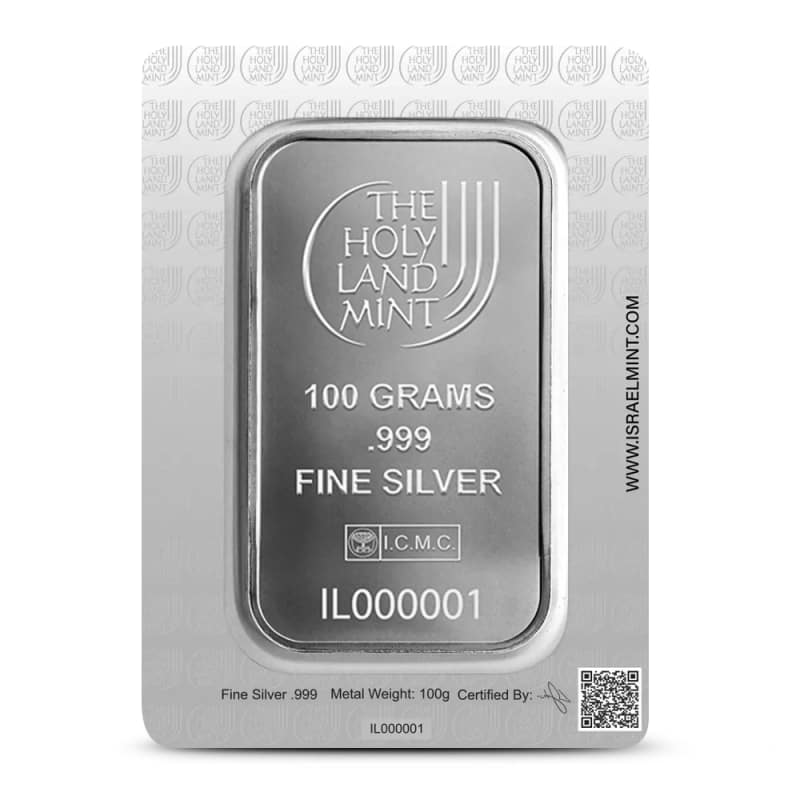 100 Gram The Holy Land Mint Silver Bar (New w/ Assay) l JM Bullion™