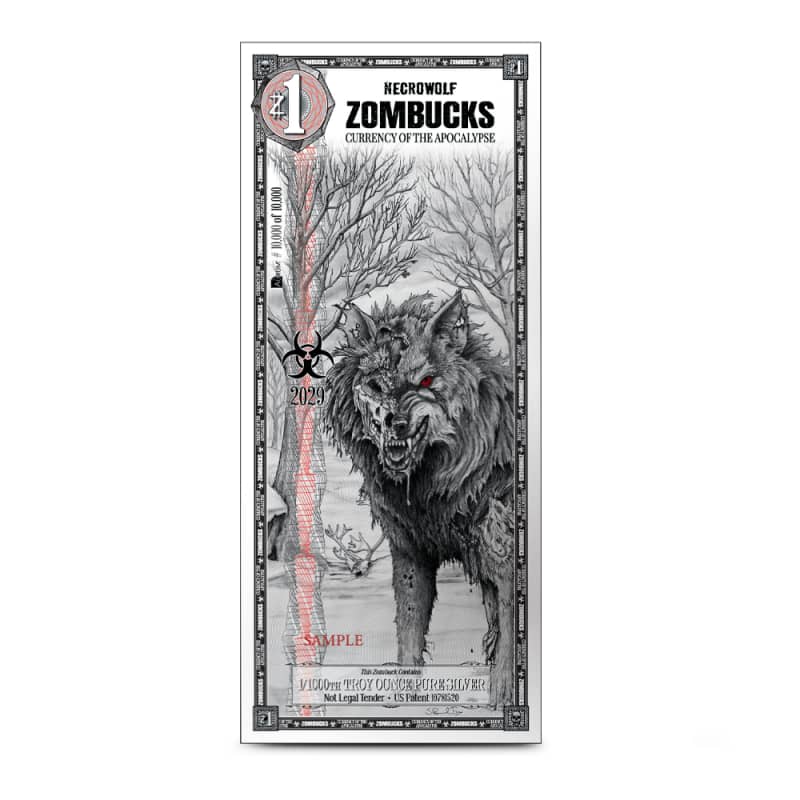 1 Zombucks World Necrowolf Silver Note (New) l JM Bullion™