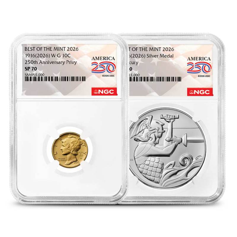 2026 Best of the Mint 1916 Mercury Dime Coin and Medal Set NGC