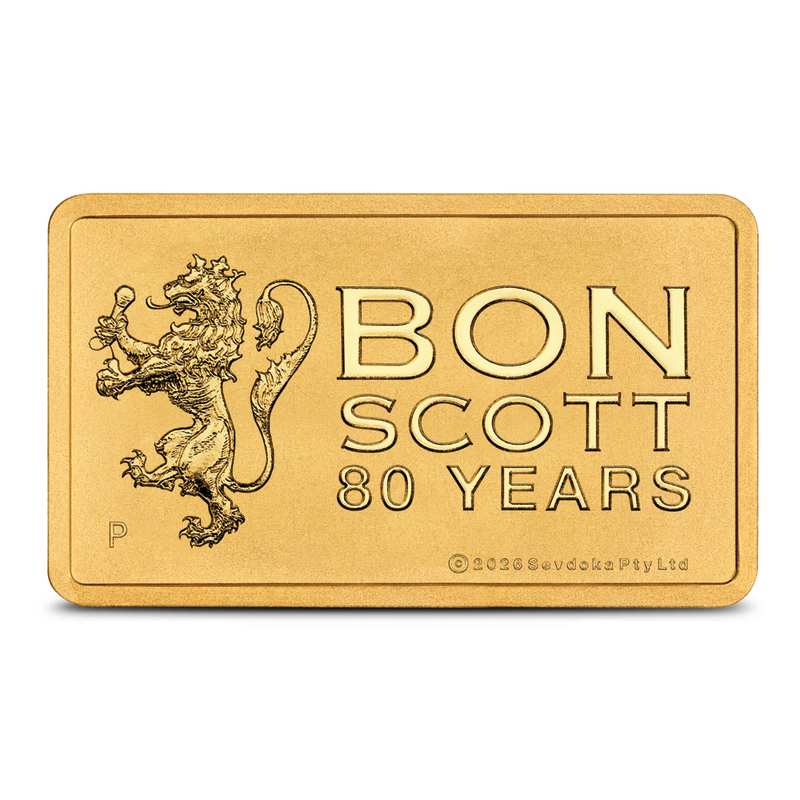 Bon Scott 80th Anniversary 記念バー 2種セット 1 Gram Perth Mint Bon Scott 80th Anniversary Gold Bar l JM Bullion™