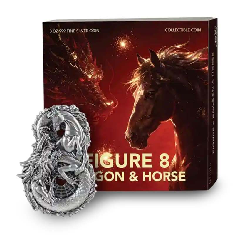 2026 3 oz Antique Samoa Silver Figure 8 Dragon and Horse Coin l JM