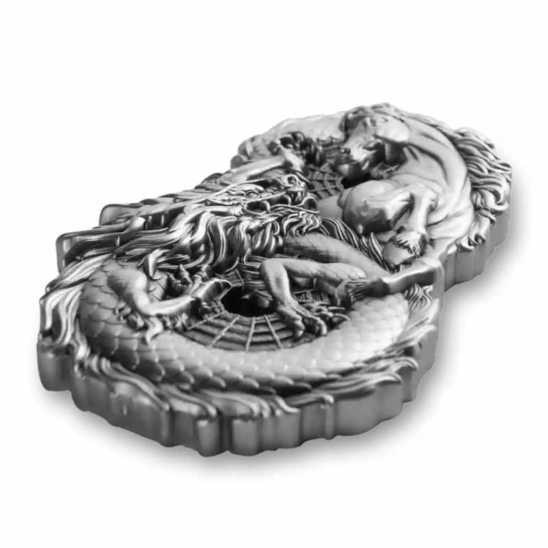 2026 3 oz Antique Samoa Silver Figure 8 Dragon and Horse Coin l JM