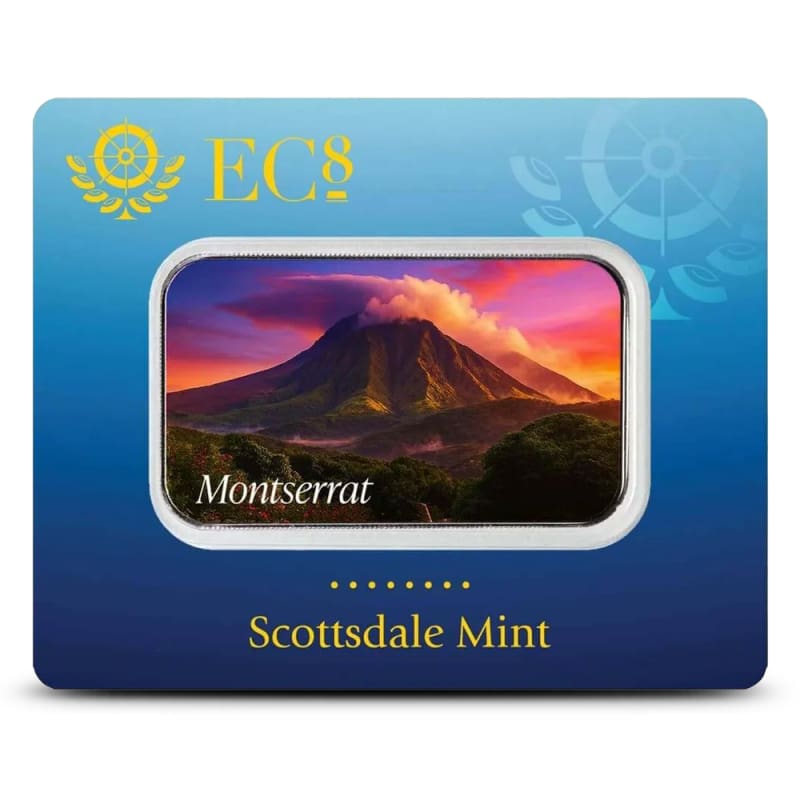 2025 1 oz Colorized EC8 Silver Montserrat Volcano Coin (Certi-Lock