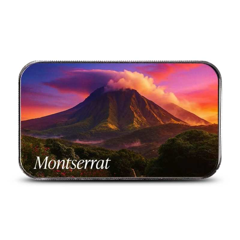 2025 1 oz Colorized EC8 Silver Montserrat Volcano Coin (Certi-Lock