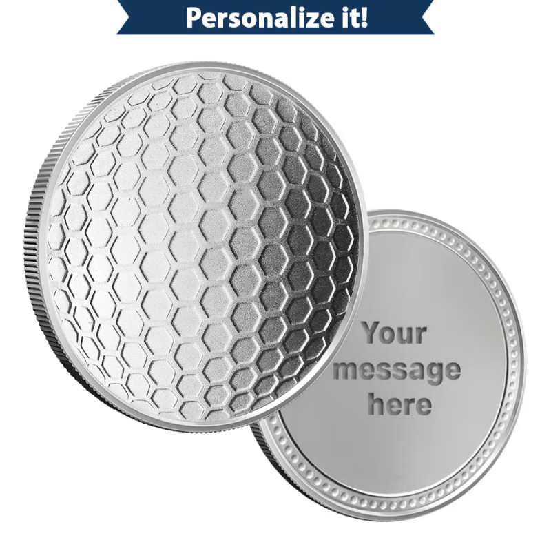 1/2 oz Engravable Dimpled Golf Ball Marker Silver Round (New) l JM