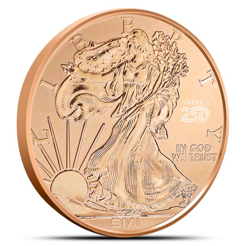 1 oz Reverse Proof Sunshine Walking Liberty Copper Round