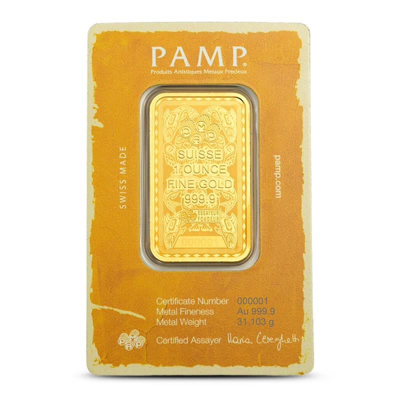 1 oz PAMP Suisse West Coast Kayaker Gold Bar (New w/ Assay) l JM