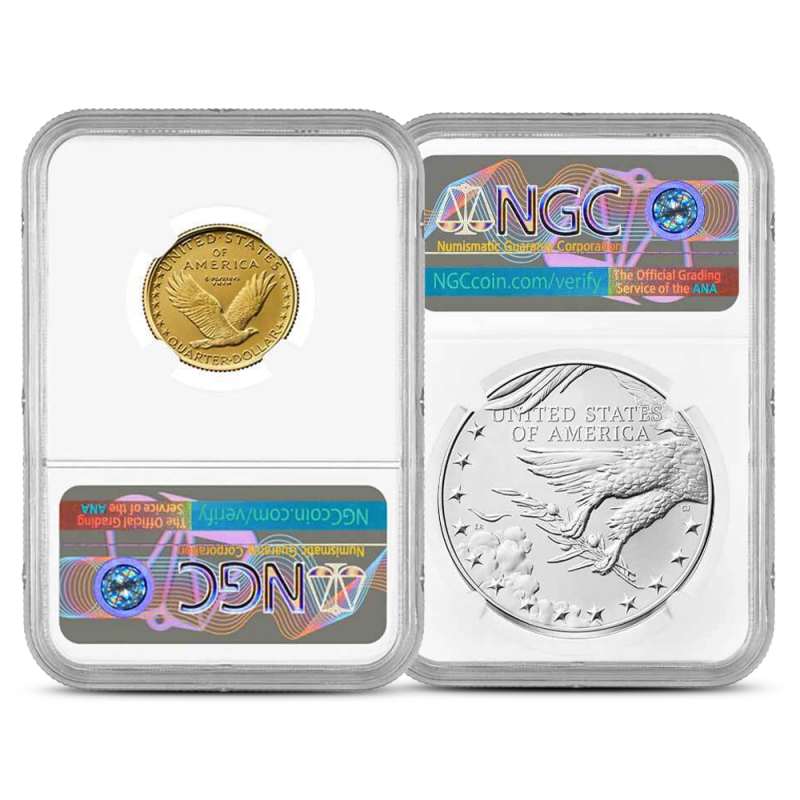 1916 Walking Liberty Half Dollar Gold Coin and Silver Medal Set