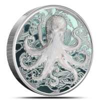 2025 2 oz Colorized Proof Pitcairn Islands Silver Ocean Wonders Octopus Coin (Ultra High Relief, Box + CoA)