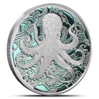 2025 1 oz Colorized Proof Pitcairn Islands Silver Ocean Wonders Octopus Coin (Box + CoA)