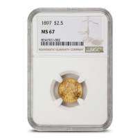 1897 Pre-33 $2.50 Liberty Gold Quarter Eagle Coin NGC MS67