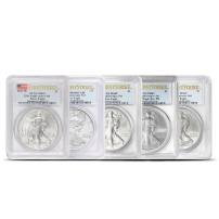 2011 American Silver Eagle 25th Anniversary 5-Coin Set PCGS PF/MS69