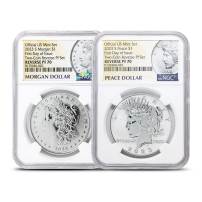 2023 Reverse Proof Morgan & Peace Silver Dollar 2-Coin Set NGC PF70