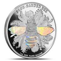 2025 1 oz Proof Hologram Niue Silver Blue-Banded Bee Coin (Box + CoA)