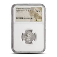 Parthian Kingdom Mithradates II,c.121-91BC AR Drachm NGC MS