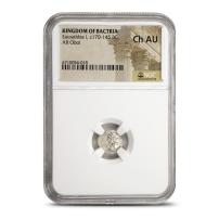 Kingdom Of Bactria Eucratides I, c170-145 BC AR Obol NGC Ch AU