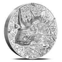 2025 3 oz Proof Cook Islands Silver Burst Rhino Coin