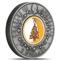 2025 2 oz Antique Colorized Australian Silver Santa's Workshop Coin (Box + CoA)