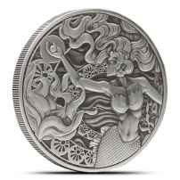 2025 1 oz Antique Samoa Silver Mermaid and Pearl Coin