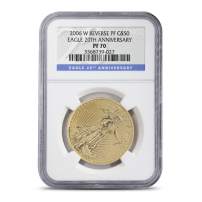 2006-W 1 oz Reverse Proof American Gold Eagle Coin NGC PF70 20th Anniversary