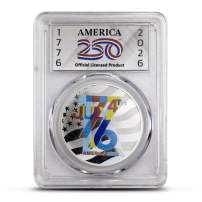 1 oz Colorized Sunshine America250 July 4 1776 Silver Round (New, Acrylic Slab)