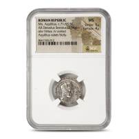 Roman Republic Mn. Aquillius, c.71/65 BC AR Denarius Serratus NGC MS