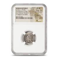 Roman Republic Q.Titius, c.90 BC AR Denarius NGC Ch XF