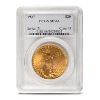 1927 $20 Saint-Gaudens Gold Double Eagle Coin PCGS MS66