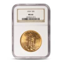1924 $20 Saint-Gaudens Gold Double Eagle Coin NGC MS66
