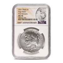2021 Peace Silver Dollar Coin MS70 (Varied Label, PCGS or NGC)