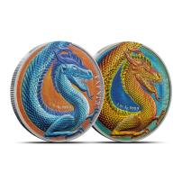 2020 2 x 1 oz Germania Beasts Fafnir Silver Geminus Ice & Fire Set (Box + CoA)