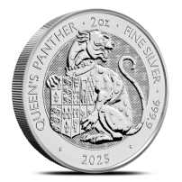 2025 2 oz British Silver Tudor Beasts The Queen's Panther Coin (BU)