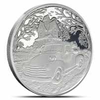 1 oz Vintage Truck Haunted House Silver Round (New)
