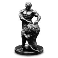 1 oz Antique Finish Samson Vs. Lion Silver Statue (New w/ CoA)