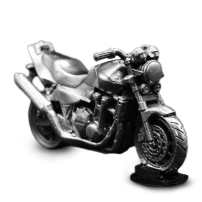 3 oz Antique Finish Motorcycle Silver Statue (New w/ CoA)