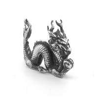 1 oz Antique Finish Good Luck Dragon Silver Statue (New w/ CoA)