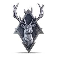 2 oz Antique Geometric Deer Silver Stackable (High Relief)