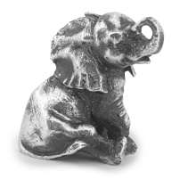 3 oz Antique Finish Baby Elephant Silver Statue (New w/ CoA)