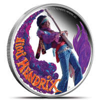 2025 1 oz Proof Colorized Tuvalu Silver Jimi Hendrix Coin (Box + CoA)