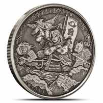 2021 1 oz Antique Samoa Silver Momotaro Onto Demon Island in Anime Coin